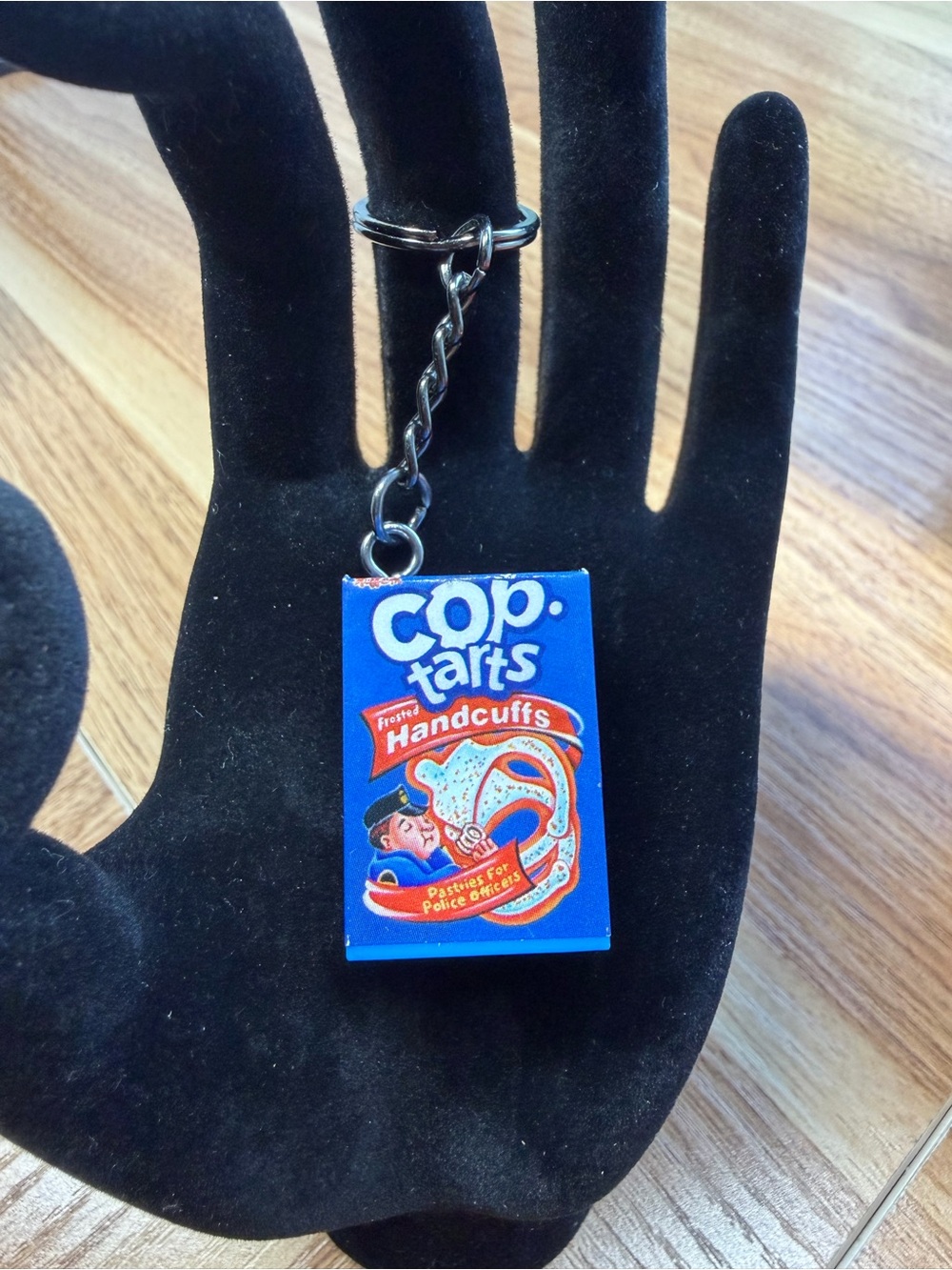 Wacky Package (3D Puny) Cop-Tarts Handcuffs Novelty Keychain - Blue